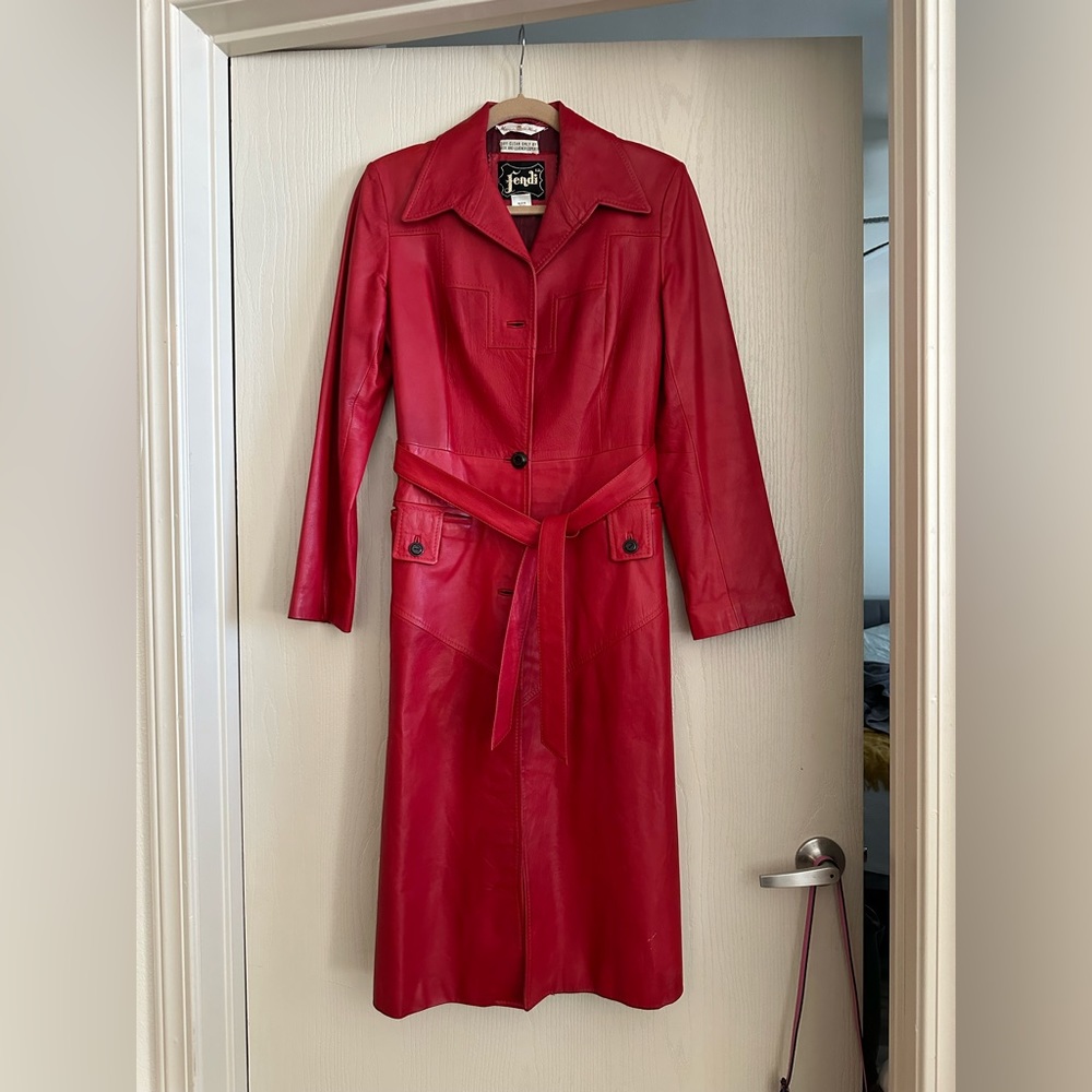 Red Vintage Leather Coat